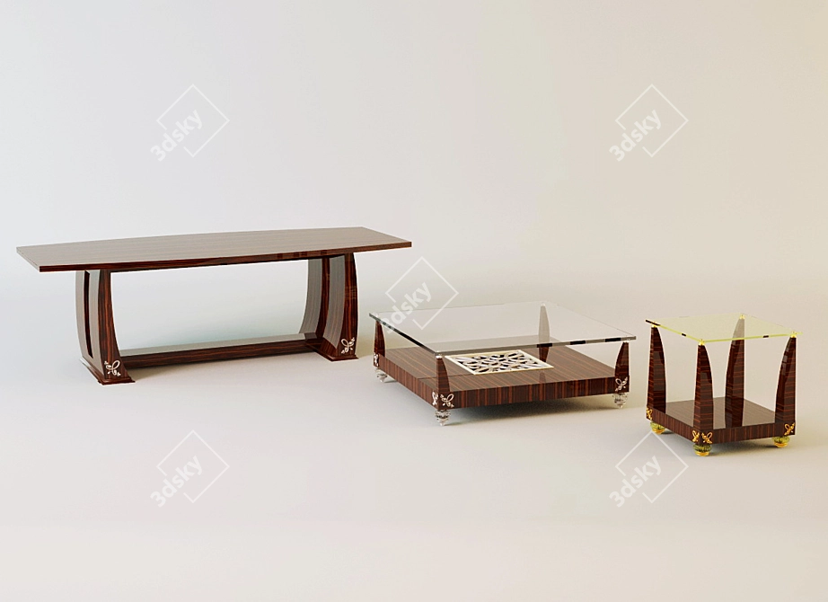 Luxury Italian LANPAS Blu Diamond Collection Coffee Tables 3D model image 1