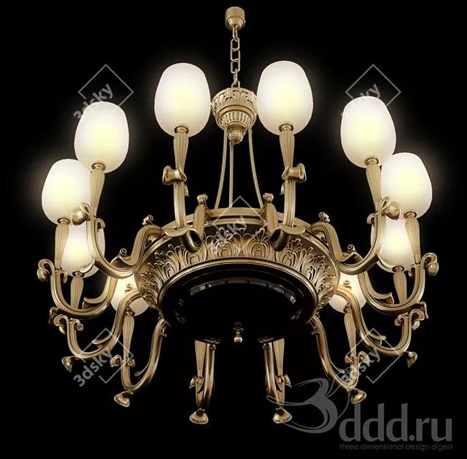 Elegant Crystal Chandelier 3D model image 1