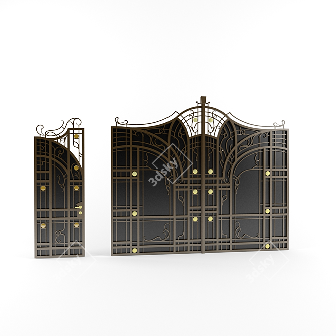 Elegant Wrought Iron Gate 3D model image 1
