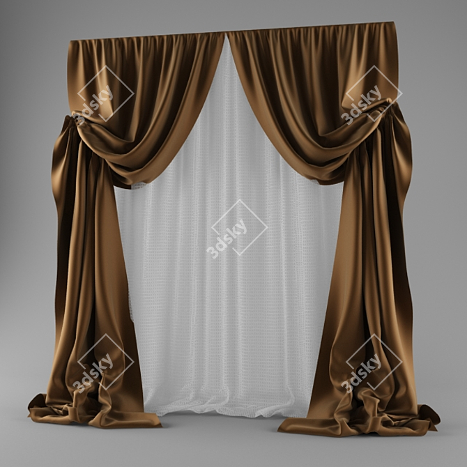 Classic Window Curtain 3D model image 1