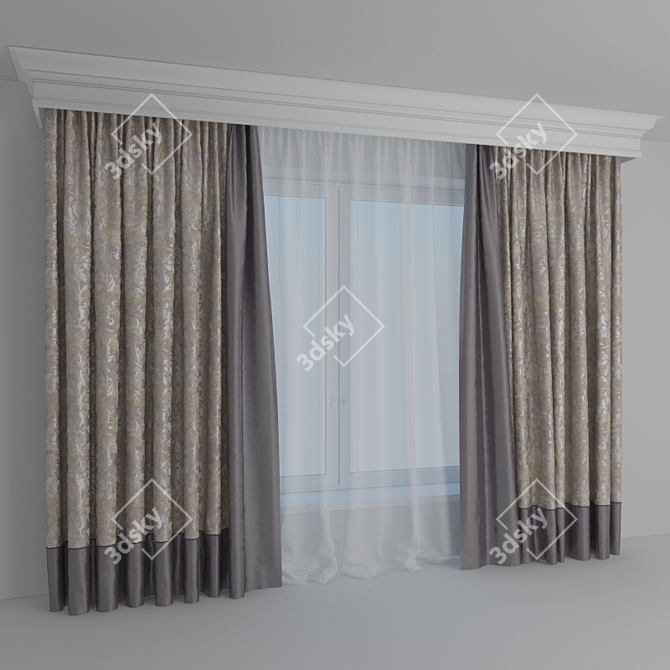 Elegant Window Shade 3D model image 1