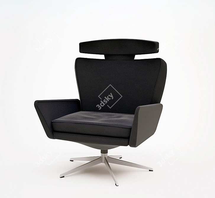 Elegant Black Leather Office Chair 3D model image 1