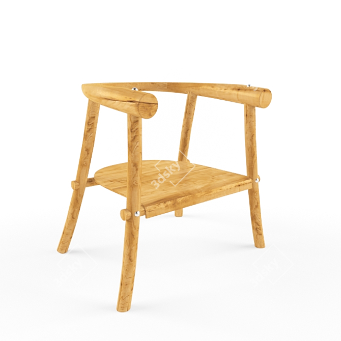 Ethnic Wood Chair 3D model image 1