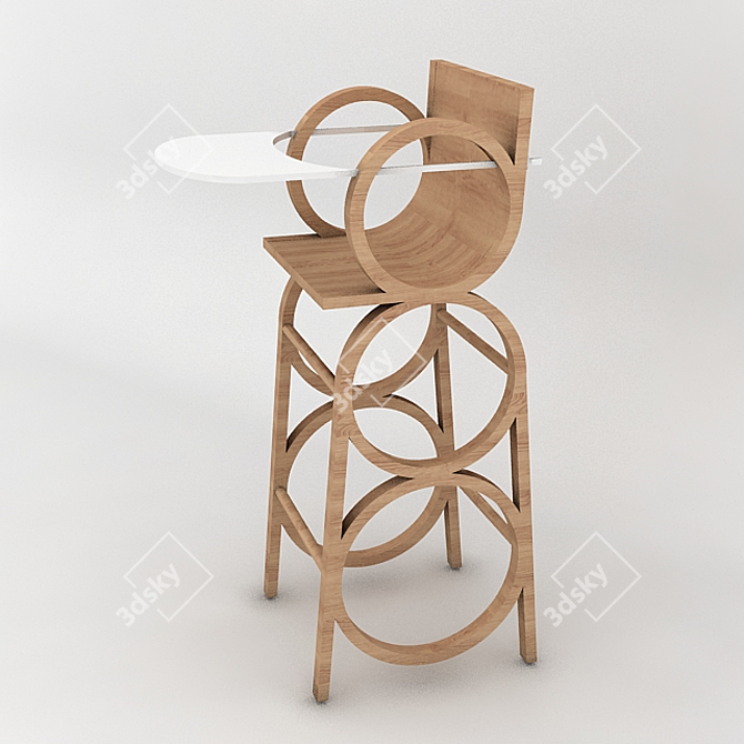 Circle Arm High Chair 3D model image 1