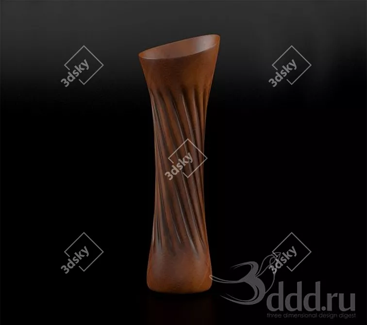 Nature's Elegance: Wooden Vase 3D model image 1