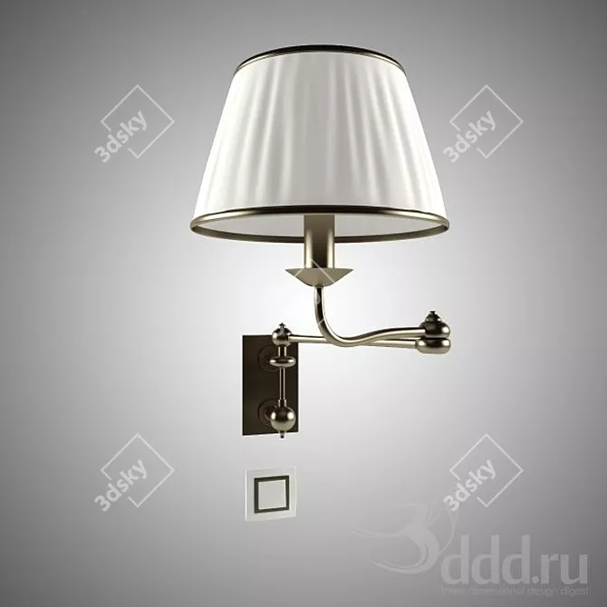 Brass Wall Light with Textured Fabric 3D model image 1