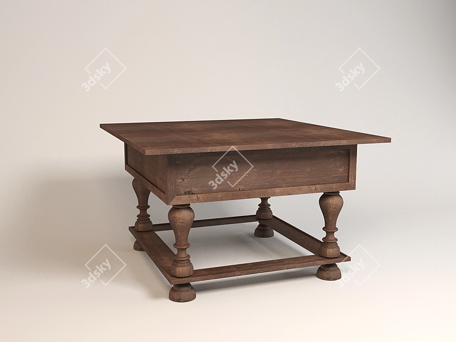 Vintage Russian Style Table 3D model image 1