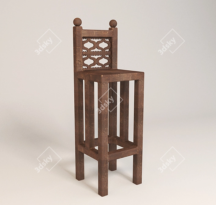 Russian-Inspired Old World Bar Stool 3D model image 1