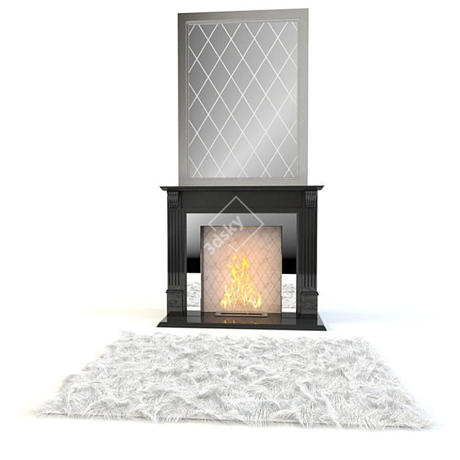 ArtNuvo Fireplace with Mirror & Mat 3D model image 1