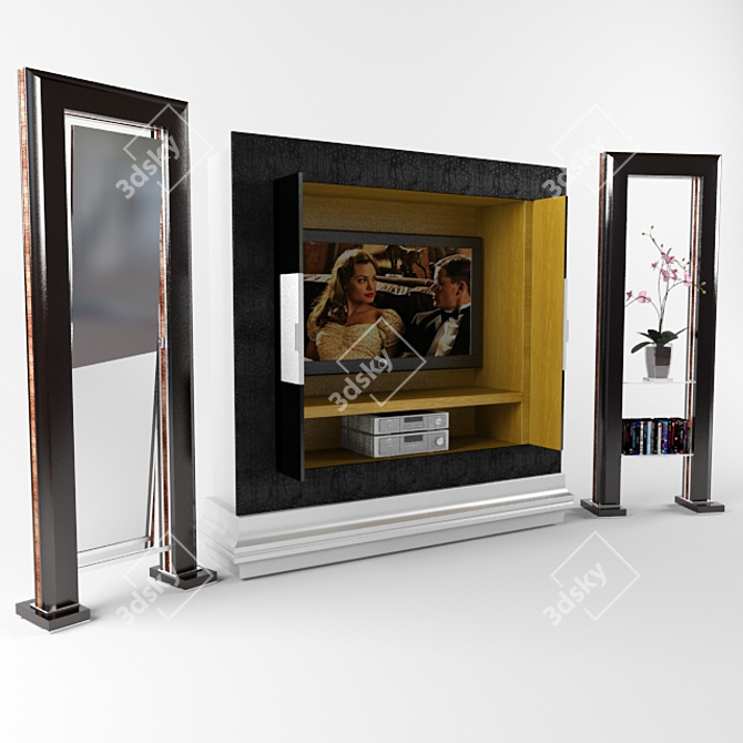 Art Deco TV Mirror & Shelf 3D model image 1