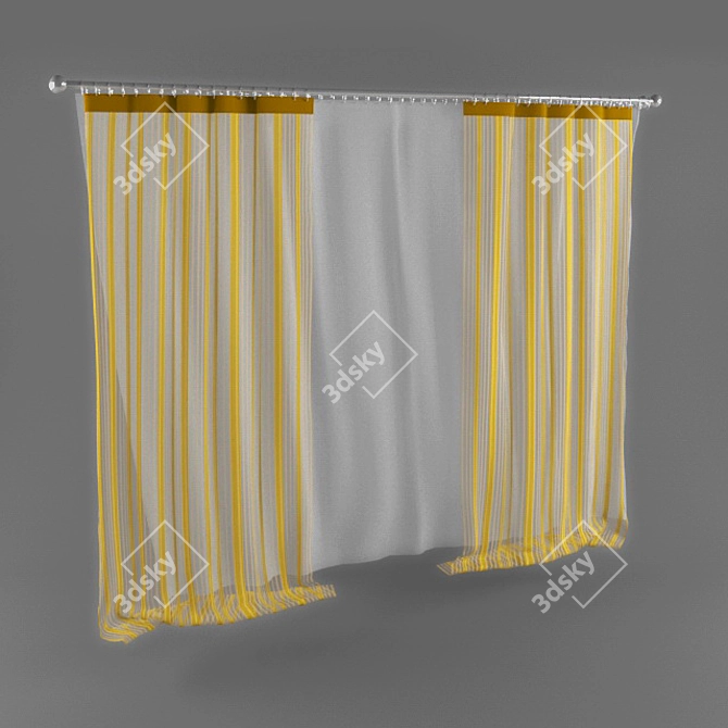 Elegant Drapes & Sheers 3D model image 1