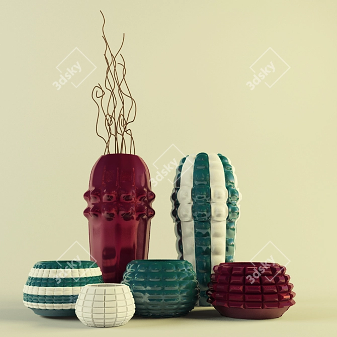 Title: Elegant Decor Vases Set 3D model image 1