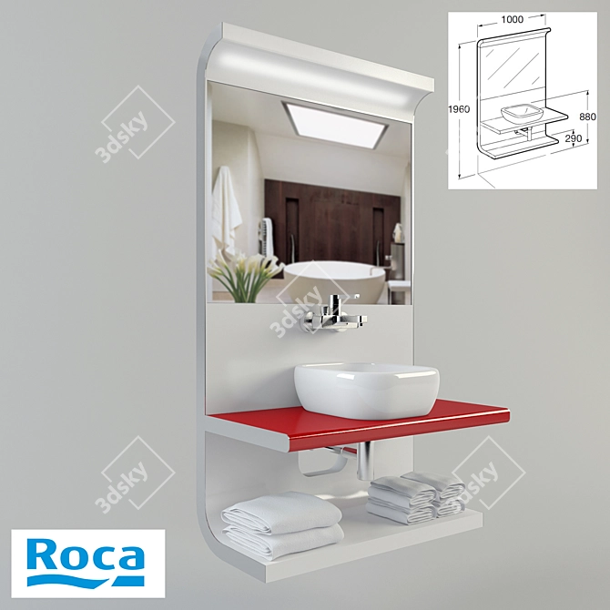 Ruby Red Roca Khroma Sink Base 3D model image 1