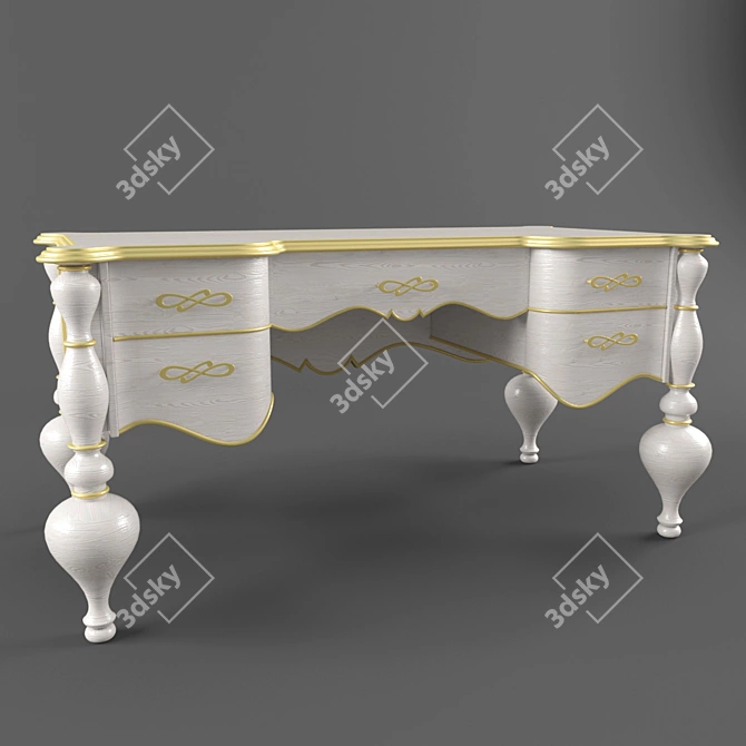 Golden Touch Art Deco Writing Desk 3D model image 1