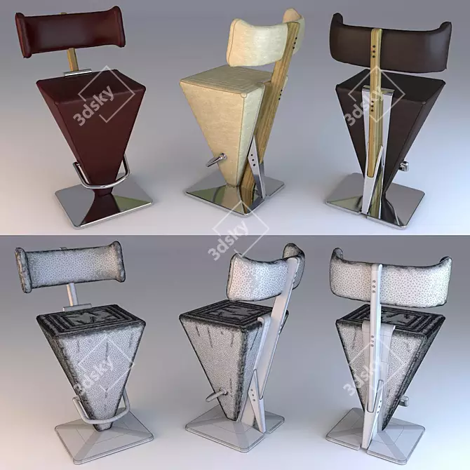 Sleek Metal Bar Chair 3D model image 1