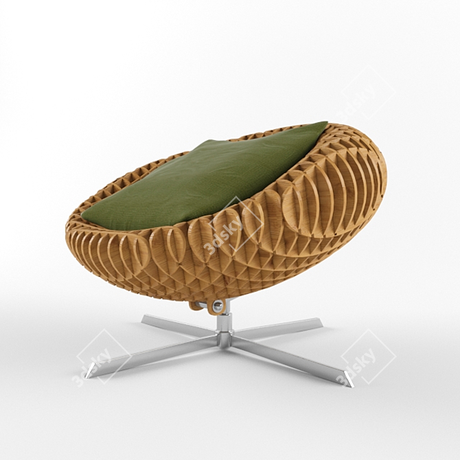 Sleek Plywood Chair with Cushion 3D model image 1