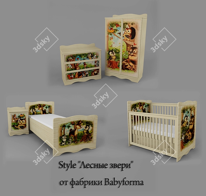 Forest Friends Nursery Set 3D model image 1