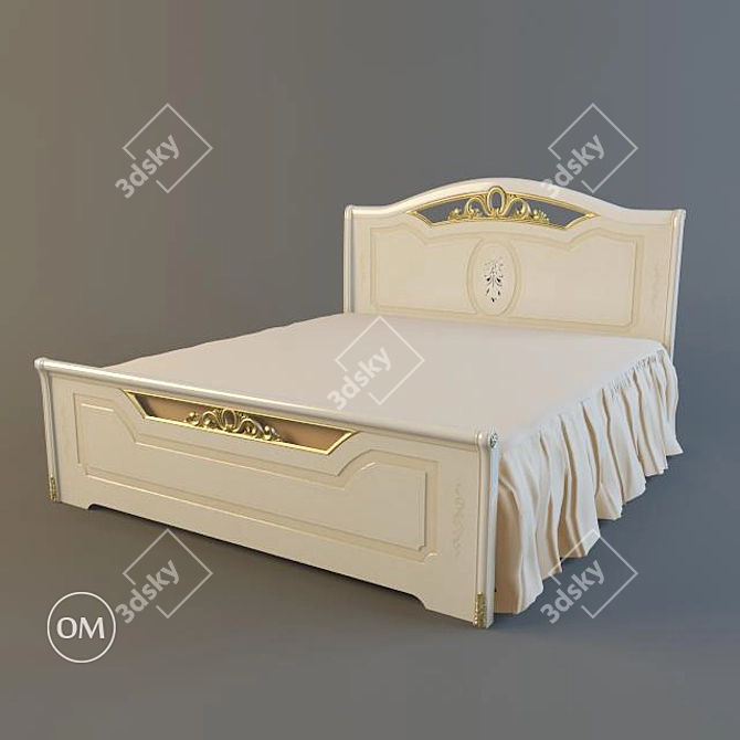 Beige Florian Bed - Miassmobili 3D model image 1