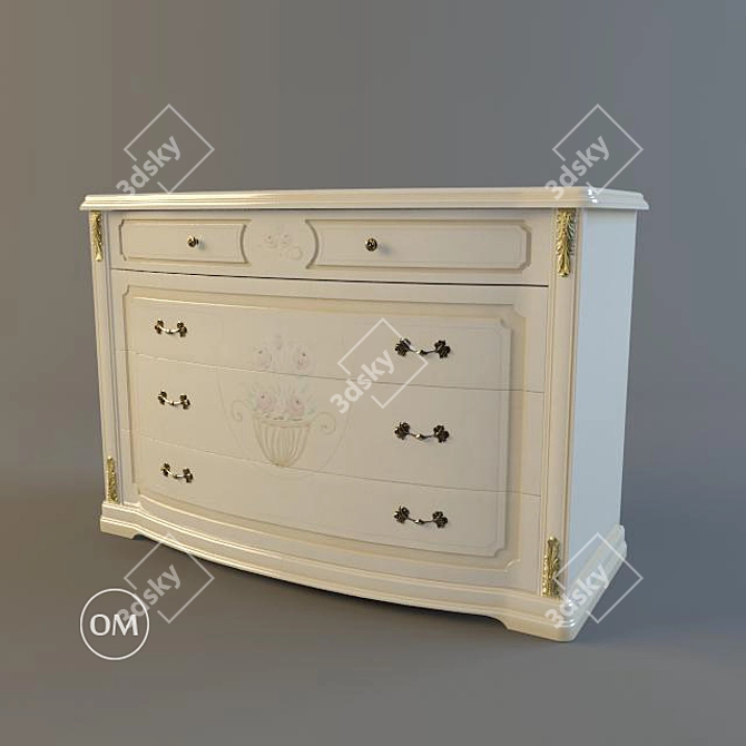 Floriana Beige 4-Drawer Commode 3D model image 1