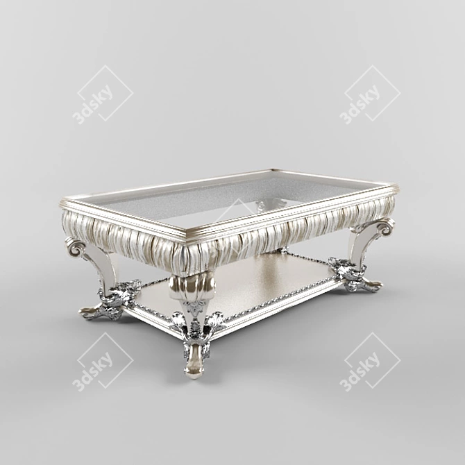 Elegant Silver and White Gold Coffee Table 3D model image 1