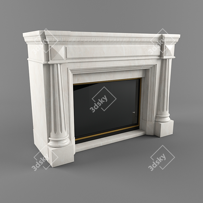 Elegant Marble Electric Fireplace 3D model image 1