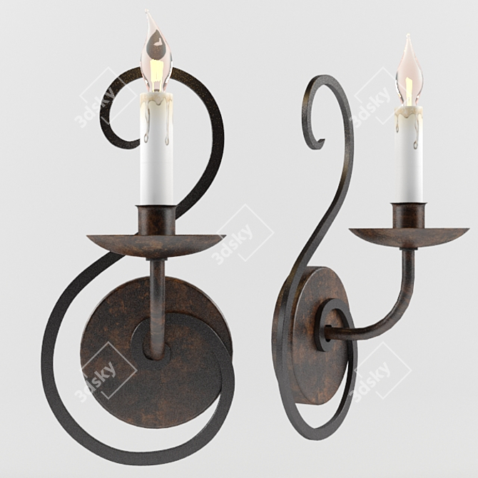 Elegant Iron Candle Sconce 3D model image 1