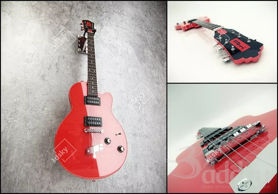 Vintage Dearmond M-65 Guitar 3D model image 1