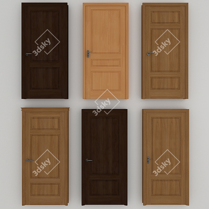 Wooden Doors with Textures 3D model image 1