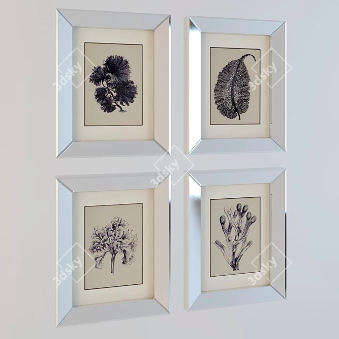 Reflective Frame Blue Coral Art 3D model image 1