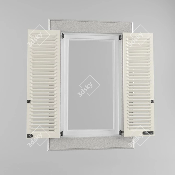 Double Window Shutters 3D model image 1