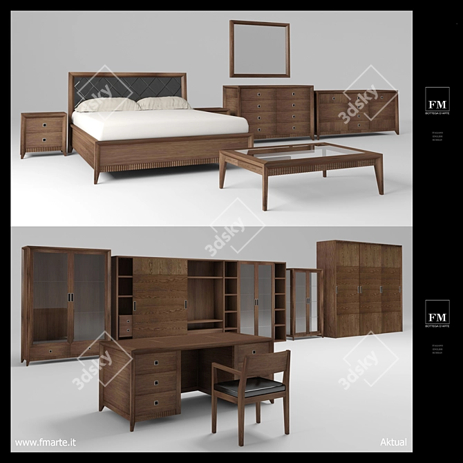 FM Bottega d'Arte Bedroom Set 3D model image 1