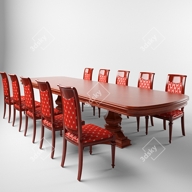 Classic Large Conference Table 3D model image 1