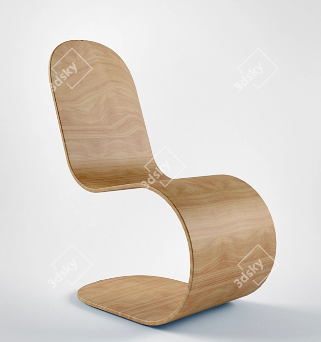 Title: Curved Plywood Chair: Sleek & Stylish 3D model image 1