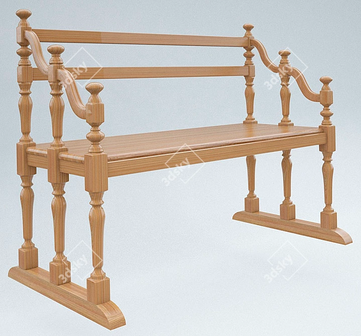 Classic English Bench 3D model image 1