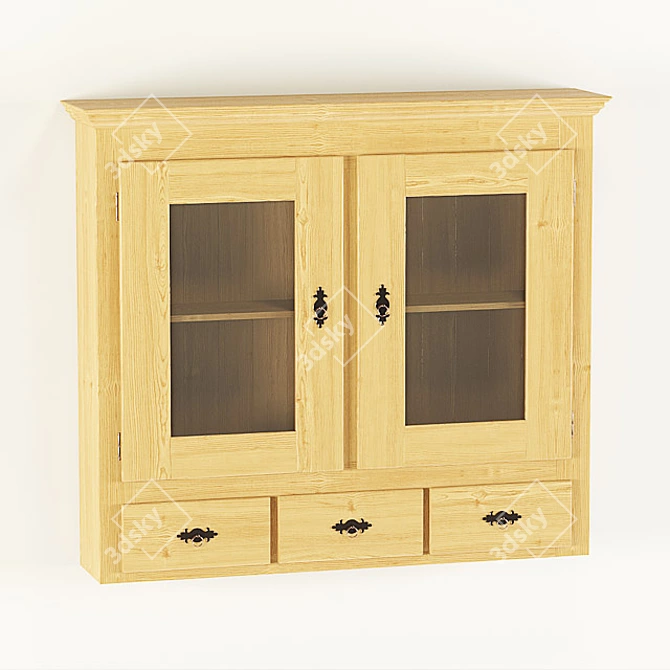 Rustic Pine Sideboard Belfan 3D model image 1