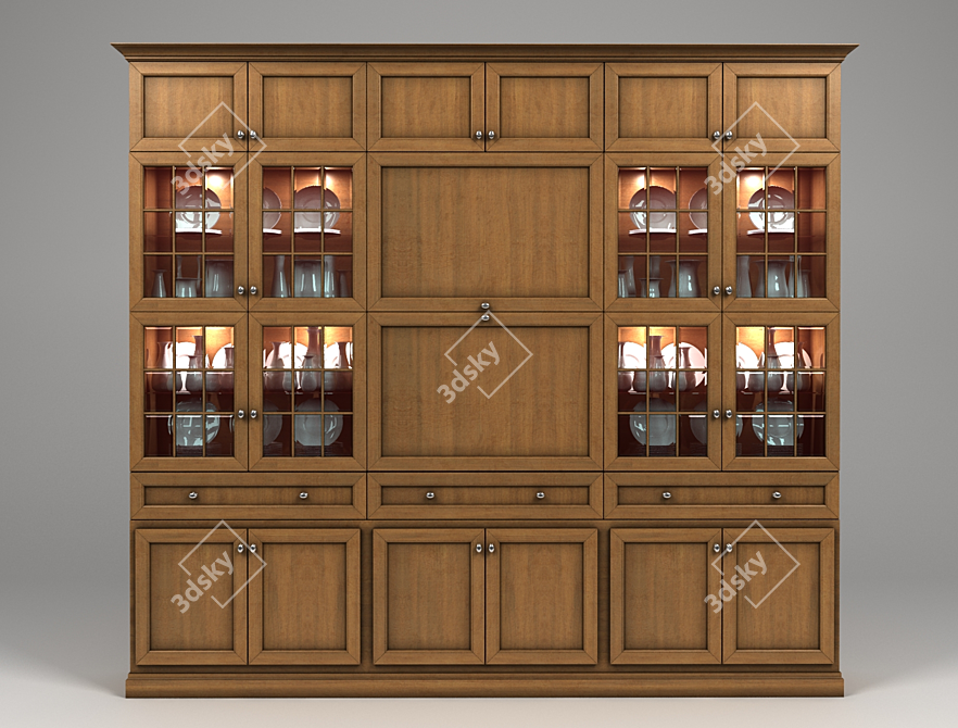 Rustic Vintage Sideboard 3D model image 1