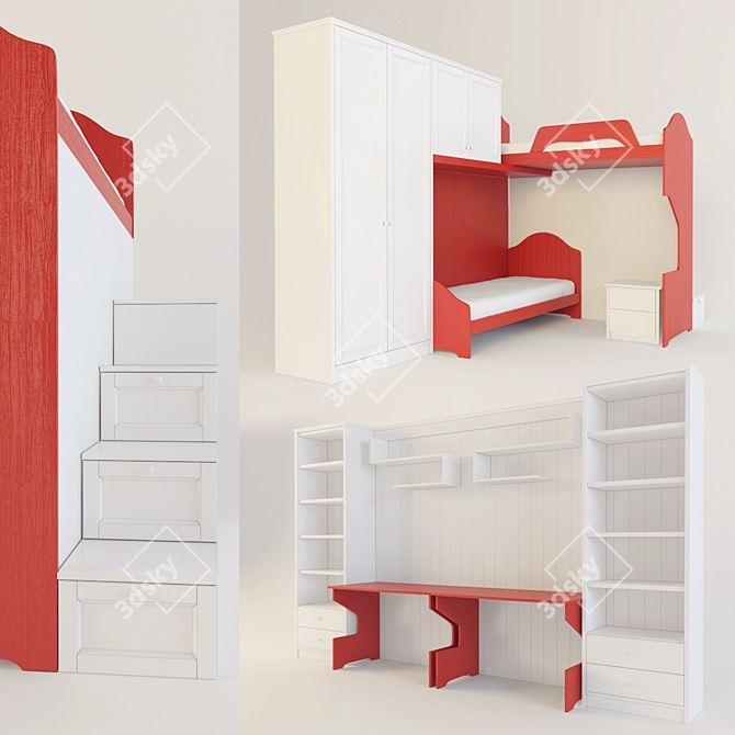 Callesella Cameretta Kids Furniture Set 3D model image 1