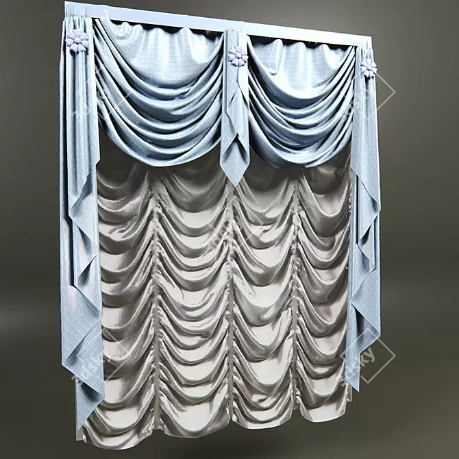 Elegant Garlands & Austrian Blind 3D model image 1