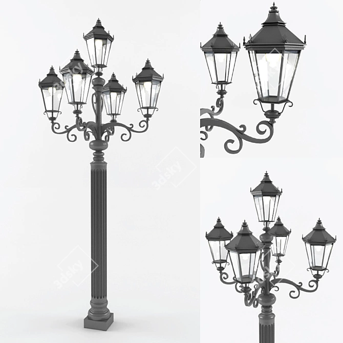 Classic 5-Light Outdoor Lamp 3D model image 1