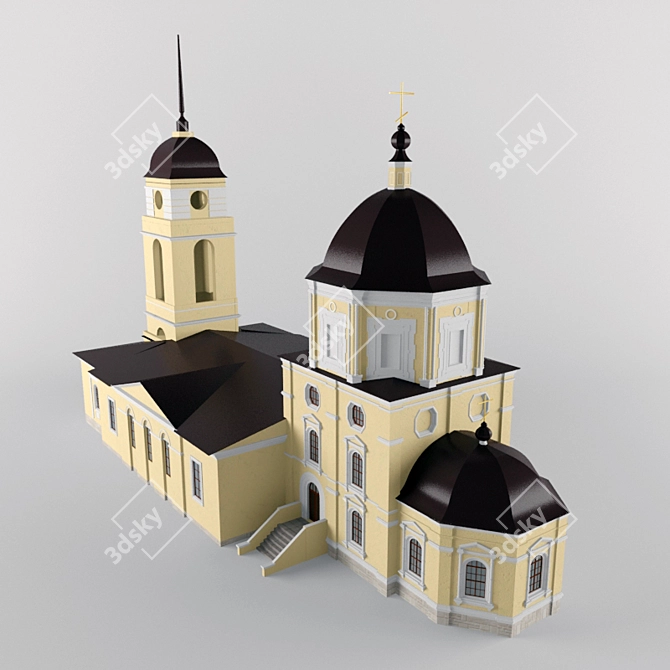 Vintage Vvedenskii Temple Model 3D model image 1