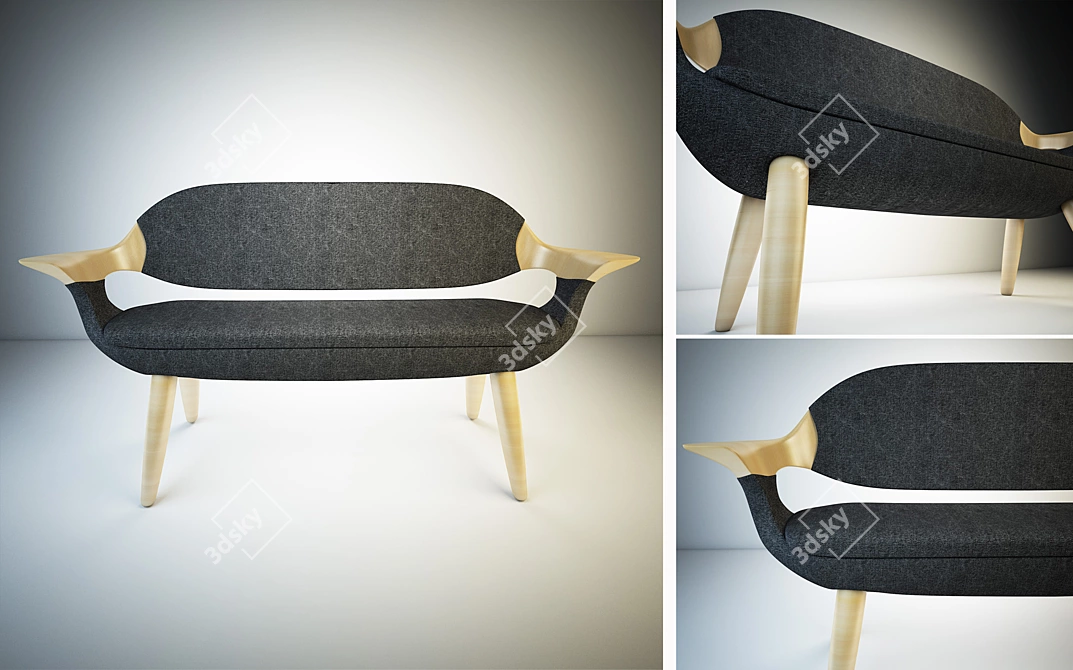 Organic Flow Sofa: The Perfect Balance 3D model image 1