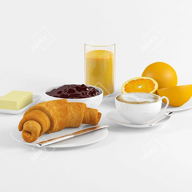 Delicious French Breakfast Ensemble 3D model image 1