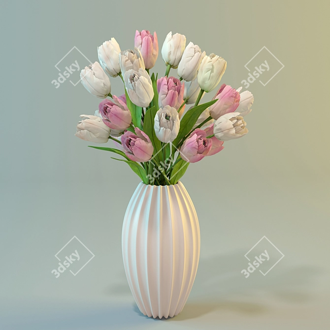 Elegant Tulip Bouquet 3D model image 1