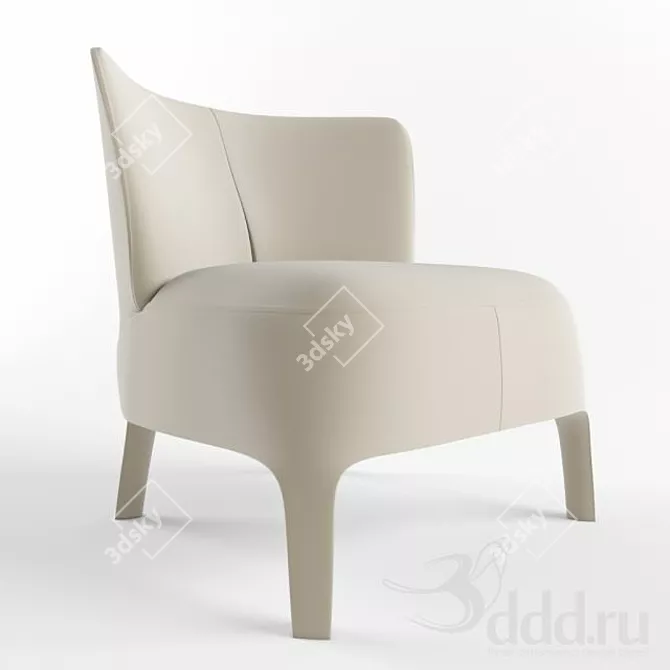 Elegant Febo Low Back Armchair 3D model image 1