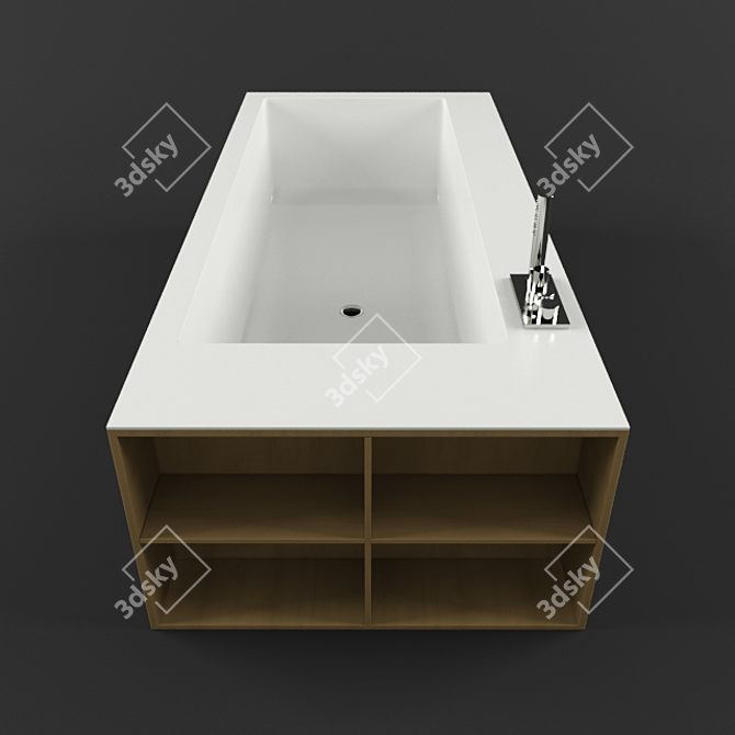 Title: Luxurious Rectangular Corian Bathtub 3D model image 1