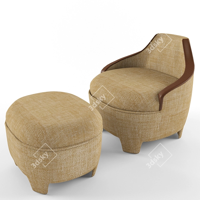 Eleganza Chair & Ottoman Set 3D model image 1