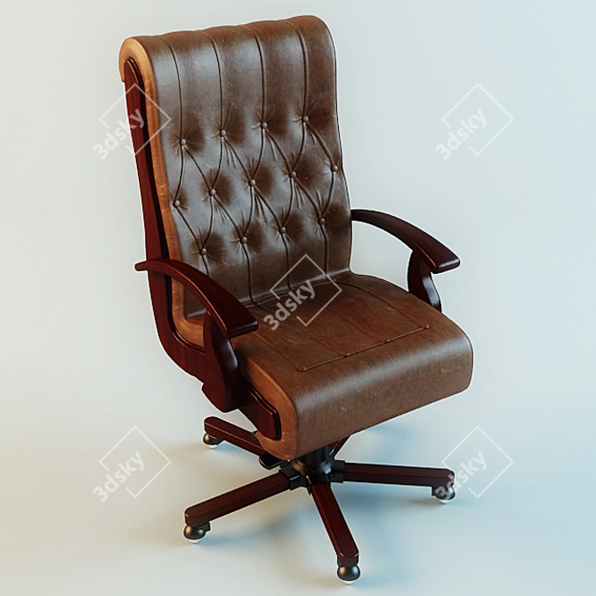 Classic Leather Office Armchair 3D model image 1