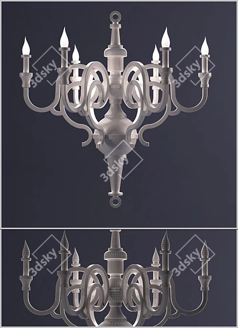 Elegant Paper Chandelier L 3D model image 1