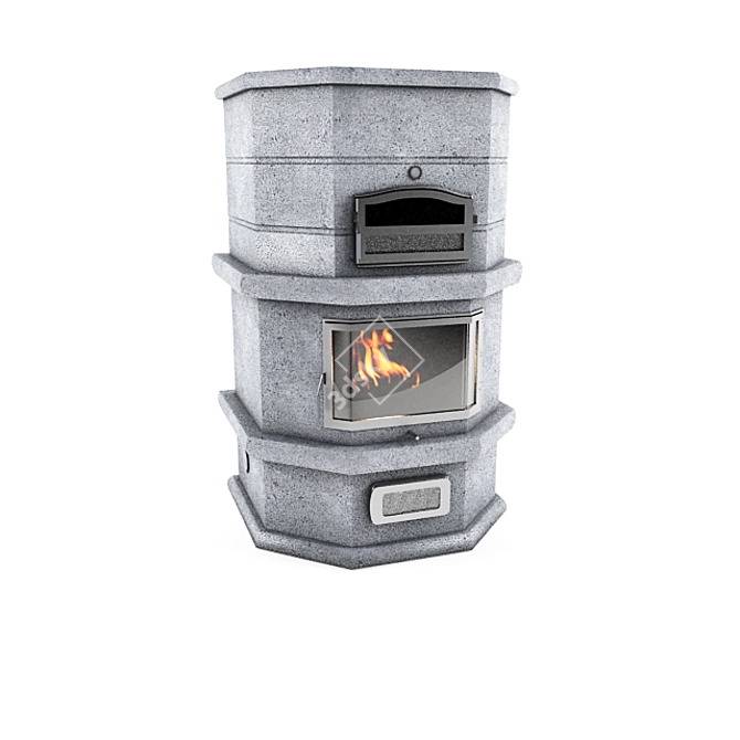 Elegant Duo Scandinavian fireplace for cozy warmth 3D model image 1