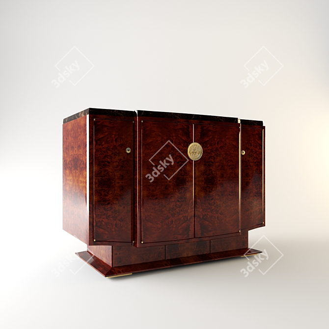 Art Deco Red Wood Chest 3D model image 1